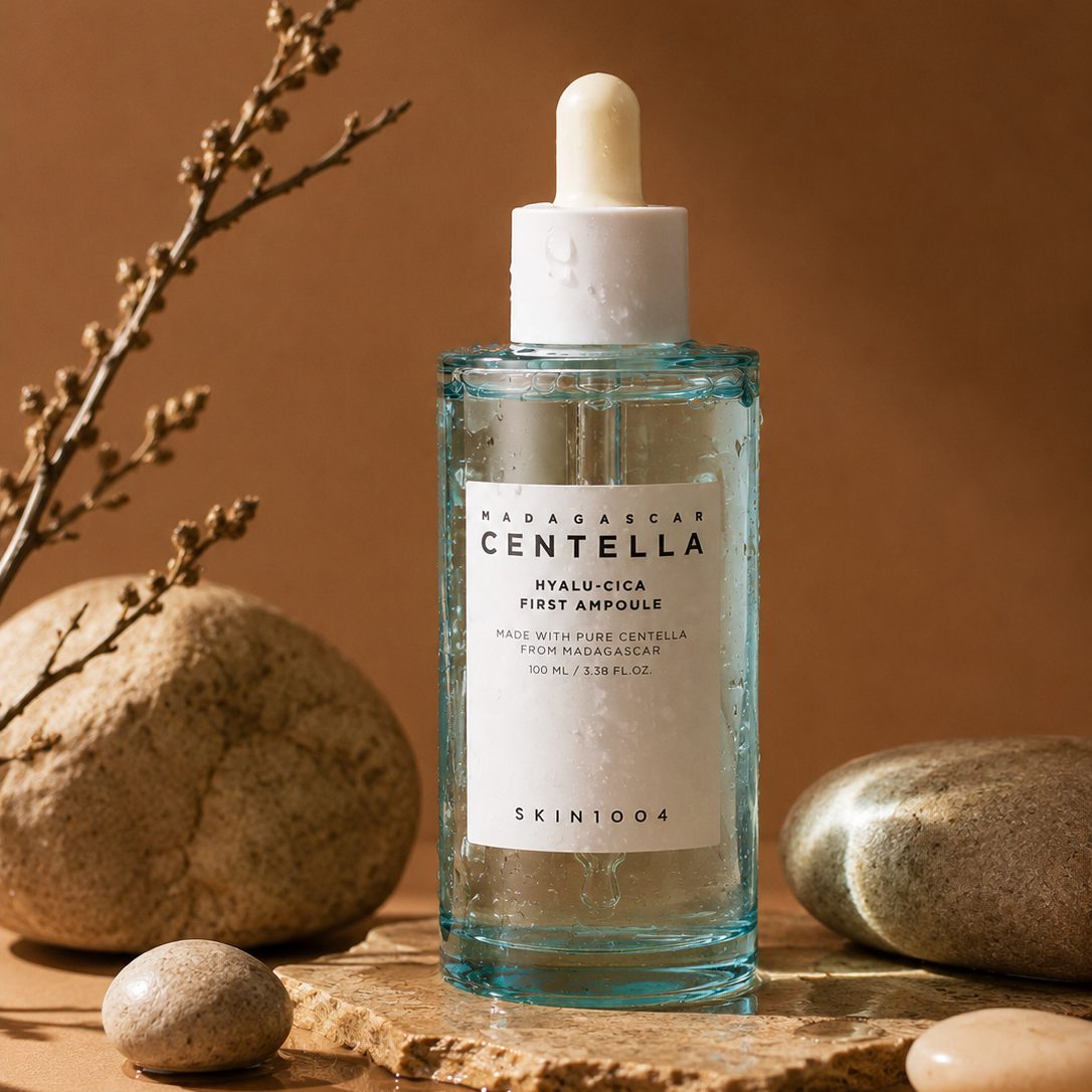 The bottle on a stone plinth with dried branches